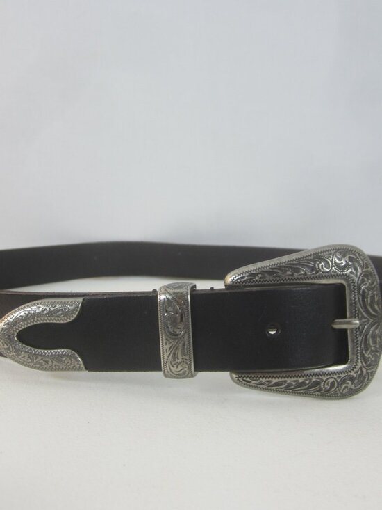 Lucky Brand  Medium Black Leather Silver Tone Buckle Western Cowboy 32 - 37 main image 10